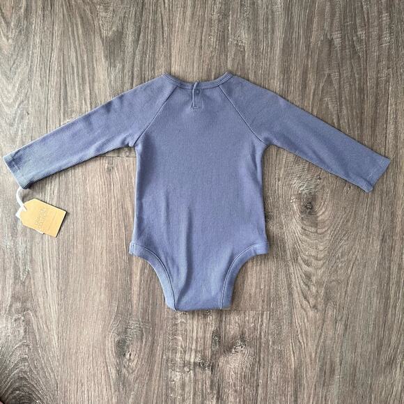 Grayson Collective Boys 2 Pc Outfit 12M Blue Ribbed Bodysuit Green Mushroom Set - Picture 7 of 11